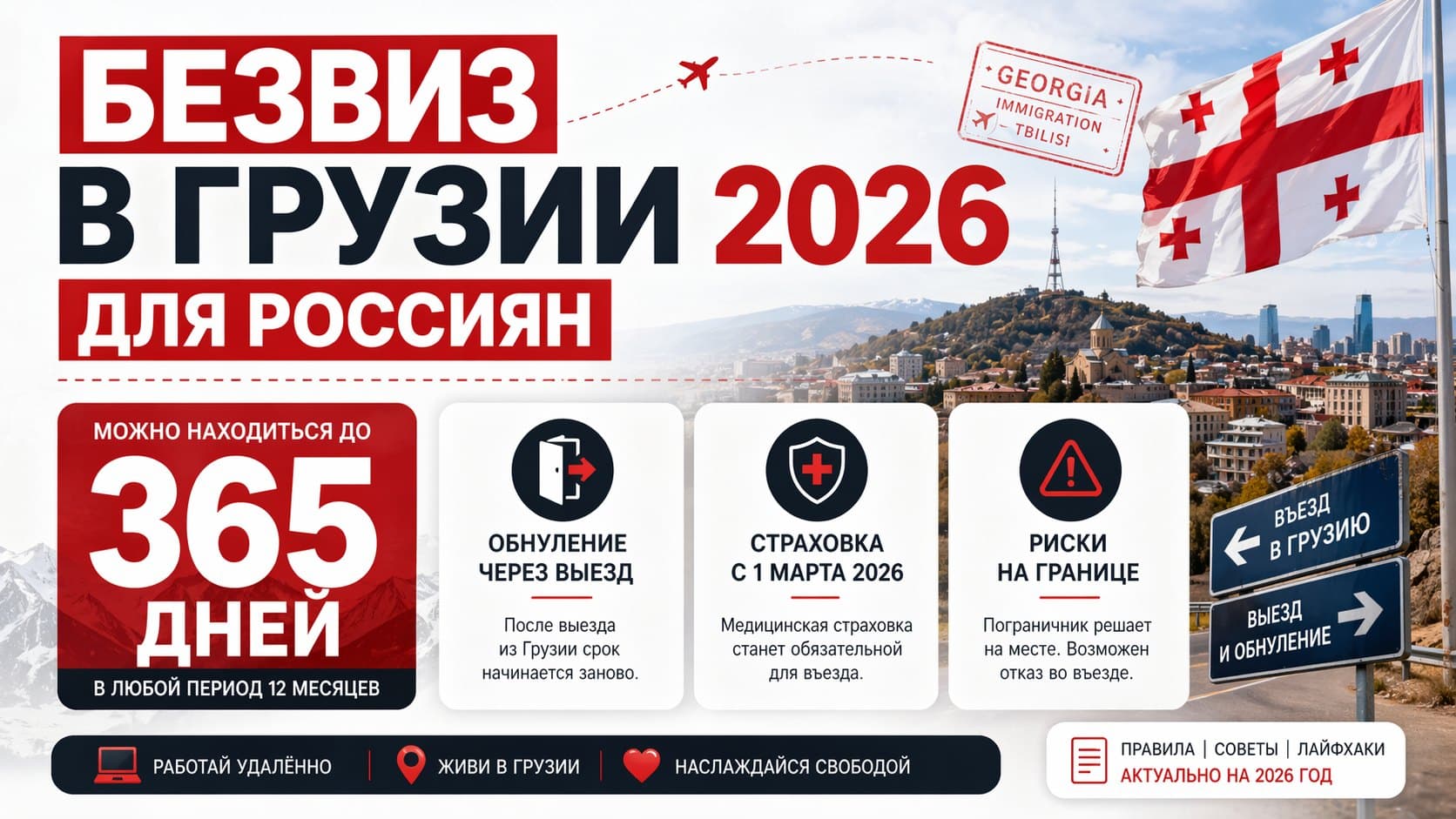 Безвиз в Грузии для россиян 2026