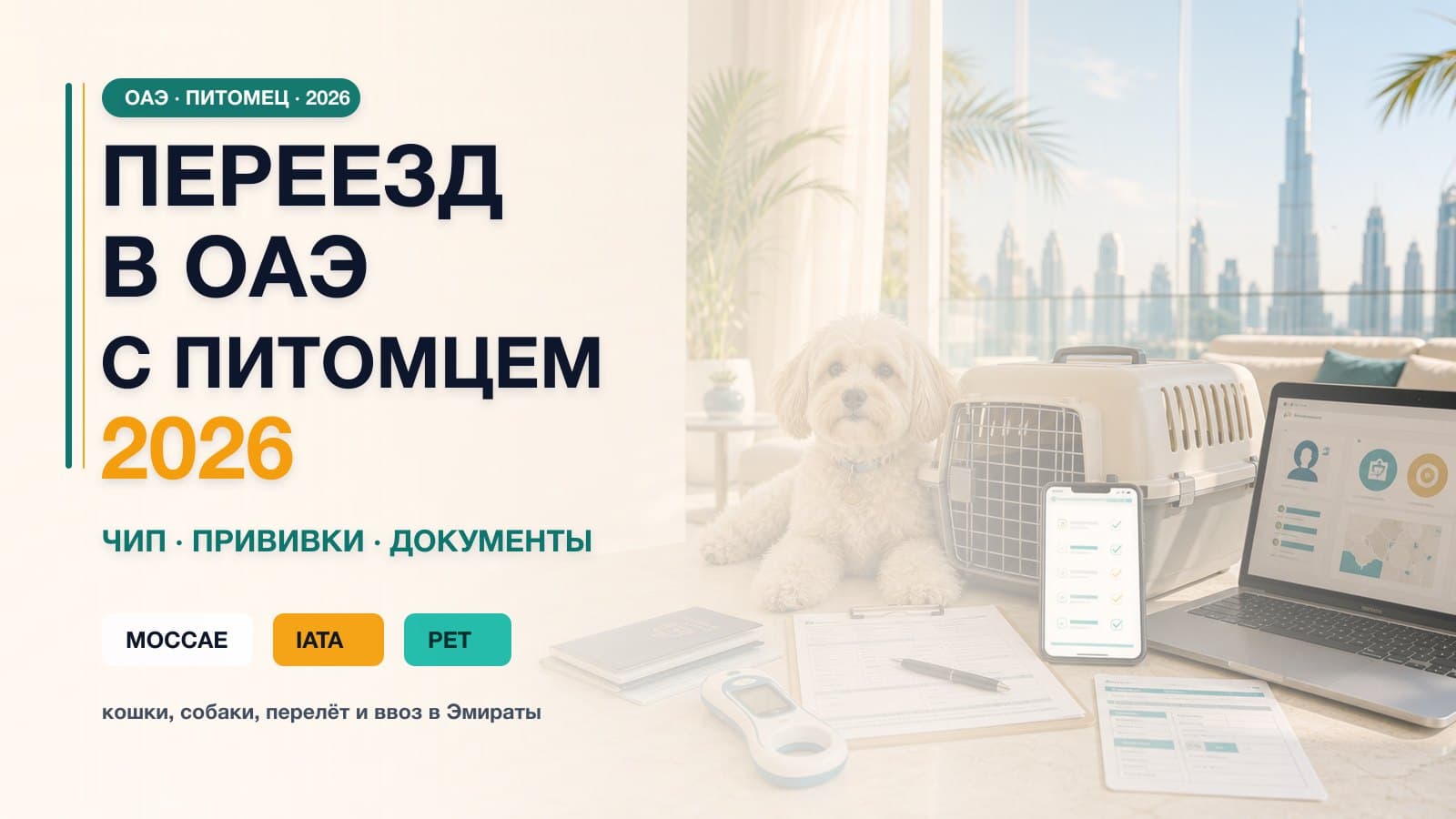 Переезд в ОАЭ с питомцем 2026: документы и MOCCAE permit