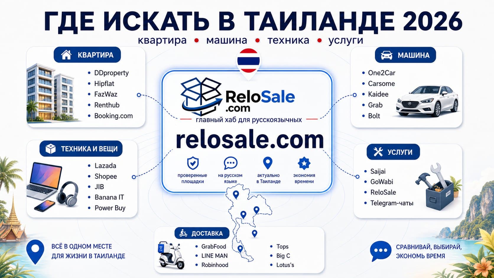 Где искать в Таиланде в 2026: платформы для русскоязычных